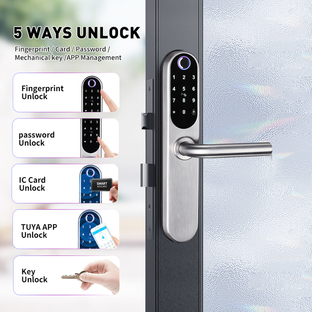 S4A K711 Tuya TTLOCK BLE Lock Slim Smart Fingerprint Aluminum Door Lock for Narrow Profile UPVC Doors Wooden Doors