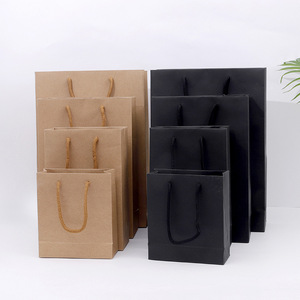 Sacs en papier d'emballage de luxe noirs à la mode, imprimés avec logo personnalisé, pour vêtements, cadeaux, bijoux, vin, vente en gros - Product Image 4