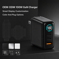 Pengisi Daya Cepat GaN 100W dengan Tiga Port, Adaptor Daya PD PPS untuk Laptop, Ponsel, Tablet, dan Penggunaan saat Bepergian