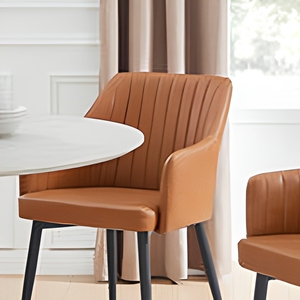 Chaise de salle à manger en cuir haut de gamme, <span class=keywords><strong>fauteuil</strong></span> rembourré avec pieds en métal, dossier incurvé pour la maison, l'hôtel, le restaurant - Product Image 4
