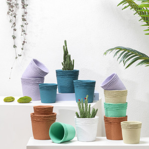 P264 Jardinières rondes créatives nordiques à la main Pots de pâte de ciment à texture rugueuse pour balcon jardin plantes vertes plantes succulentes - Product Image 1