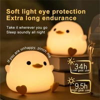 GGbingo Lampe de nuit LED moderne et rechargeable Lampe en silicone pour animaux de dessins animés Minuterie à capteur tactile Chargement USB pour décoration de chambre d'enfant
