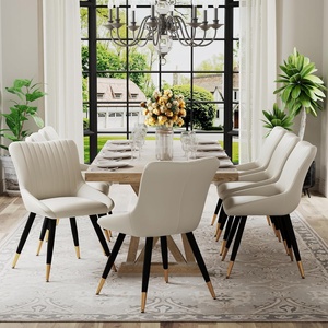 Sedie da Pranzo Imbottite all'Ingrosso, Moderne in Ecopelle Bianca, Stile Mid-Century con Schienale Solido e Imbottito per Soggiorno - Product Image 4