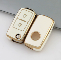 Housse de clé de voiture en TPU à bordure dorée pour Volkswagen Sagitar Bora Tiguan Tayron Passat Jetta Lavida Plus Golf, étui de protection de luxe