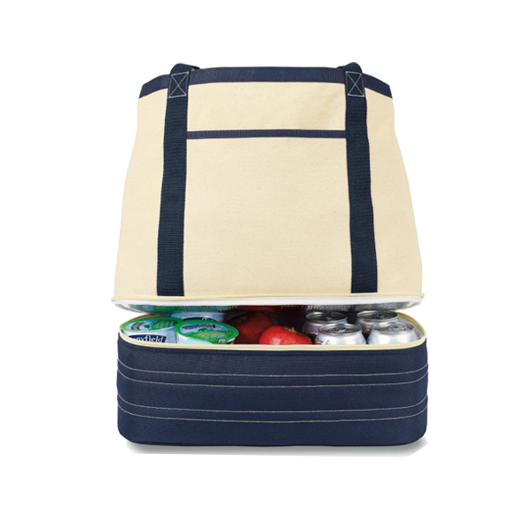 حقيبة من القماش الخشن للشاطئ من القماش الخشن حقائب كبيرة للشاطئ مع حجرة تبريد سفلية