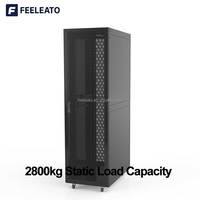 Rak Server Pintu Kaca Tempered Berlapis Bubuk Baja Canai Dingin SPCC 19 Inci untuk Peralatan Pusat Data 800x1000mm, Pasokan Langsung
