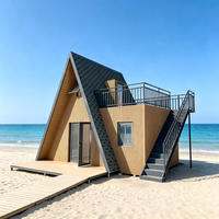 Casa Modular de 2 Pisos Personalizada de Fábrica, Revestimiento de Madera, Estructura de Acero, Villa Móvil de Ocio, Oficina, Escuela, Escaleras, Balcón