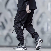 Pantalons cargo décontractés pour hommes, prix d'usine, noir pur, poche latérale, design simple, leggings durables pour hommes