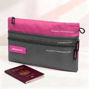 Organisateur de documents de voyage multi-poches, porte-passeport avec 3 compartiments zippés pour cartes de crédit, argent liquide, téléphone, essentiel pour les voyages - Product Image 3