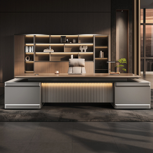 Scrivania Direzionale di Lusso Moderna di Alta Gamma, Tavolo da Ufficio Commerciale in Legno Ecologico con Texture Naturale - Product Image 2