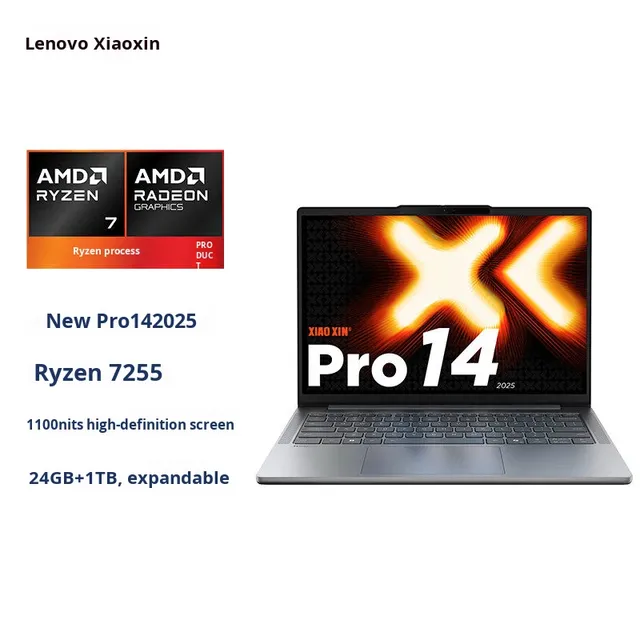 For XiaoXin Pro14C2025 New Model 14Inch Laptop R7H255 24G 1T Metal SSD English CN Plug Laptop Ryzen R7H255 24G 1T