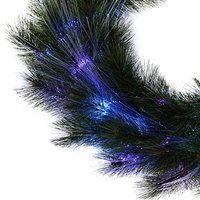 Karangan Natal Jarum Pinus Bercahaya 50 cm Desain Baru Multi-warna Serat Optik