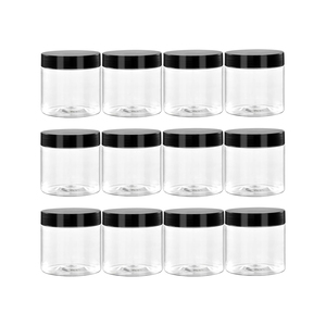 Contenedores de Plástico PET Transparentes de Boca Ancha para Almacenamiento de Alimentos al por Mayor con Tapas de Rosca Negras para Dulces, Galletas, Chocolate - Logotipo Personalizado - Product Image 1