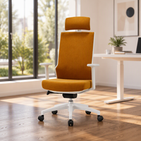 Chaise de bureau exécutive réglable en tissu, pivotante, avec appui-tête, accoudoirs et base métallique inclinable pour l'étude