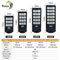Lampadaire solaire LED extérieur haute luminosité 100W-400W, ABS IP65 6500K, détection radar de présence humaine