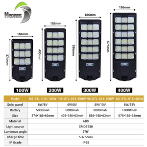 Lampada Stradale LED <span class=keywords><strong>Solare</strong></span> per Esterni di Alta Qualità in ABS IP65 6500K 100W-400W ad Alta Luminosità con Sensore Radar di Movimento - Product Image 2