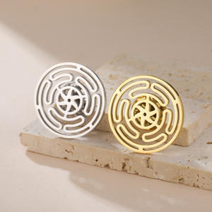 دبوس شارة معدني مخصص بأشكال هندسية مطلي كهربائيًا ومطبوع بالحفر البارز، للجنسين، من الفولاذ المقاوم للصدأ 304 - Product Image 1