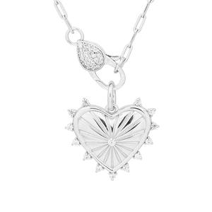 Ciondolo Fai-da-Te a Forma di <span class=keywords><strong>Cuore</strong></span> Scanalato <span class=keywords><strong>Grande</strong></span> in Argento Sterling 925, Gioielli da Donna Placcati Oro con <span class=keywords><strong>Collana</strong></span> a Moschettone - Product Image 6