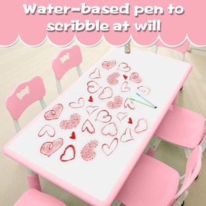 Ensemble table et chaise d'étude modernes réglables en hauteur pour enfants, meubles <span class=keywords><strong>de</strong></span> maison en MDF, ensemble table et chaise pour tout-petits pour les jardins d'enfants - Product Image 2