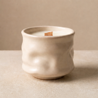 Bougie parfumée en céramique crème unie, à mèche en bois, pour la décoration intérieure, cadeau romantique longue durée, aromathérapie
