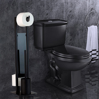 Ensemble d'organisateur de salle de bain en métal, porte-papier toilette avec porte-papier et brosse de nettoyage pour cuvette, porte-papier pratique