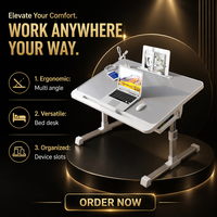 Bureau d'ordinateur portable pliable avec design ergonomique réglable en hauteur pour étudiants et adultes à domicile pour le travail, les jeux et les études