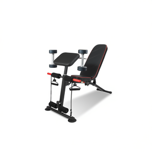 Banco de Pesas Ajustable con Almohadilla para Curl, para Ejercicio de Cuerpo Completo en Casa, con Bandas de Resistencia, Estructura de Acero al Carbono y Material de PU - Product Image 1