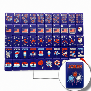 Set Mahjong Americano con Tessere Acriliche Rosse a Triplo Strato da 1,42 Pollici, Tema Giorno dell'Indipendenza USA, Incisione Laser e Stampa UV, da Collezione - Product Image 3