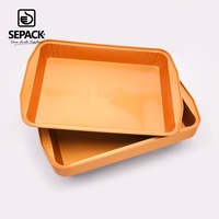 Conteneur en aluminium à parois lisses de 3 L, grand format, couleur or, jetable, pour lasagnes, repas familiaux, traiteur