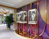 Vitrine à bijoux de luxe en acier inoxydable, vitrine à bijoux en forme de tour, verre incurvé, éclairage LED intelligent, serrure électronique, personnalisable