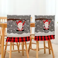 Latest Embroidery Cartoon Christmas Santa Snowflake Chair Seat Covers For Dining Chair Cover Buffalo Plaid Chair Back Covers