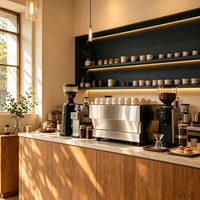Vitrine de café en bois massif sur mesure / design d'intérieur de café de luxe