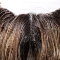 Peluca de encaje HD 13x6, pelo libre, fibra sintética futura, suave, Natural, cuerpo recto, Onda, estilo Yaki, rayas marrones profundas, peluca mixta Ombre