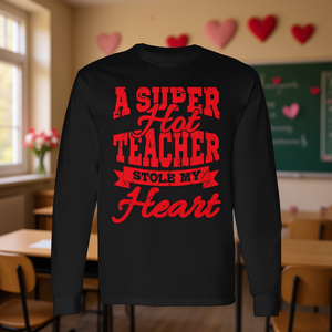 Camiseta de manga larga con estampado de Super Hot Teacher Stole My Heart, regalo del Día de San Valentín - Product Image 3