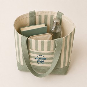 Sac fourre-tout en toile imperméable, coton enduit, surdimensionné, réutilisable, avec fermeture éclair, pour femme, plage, courses, voyage, travail, extérieur - Product Image 3