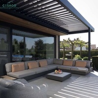 Pavillon extérieur haut de gamme en aluminium blanc à lames orientables, auvent électrique à ouverture motorisée, structure durable et antirouille pour jardin