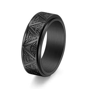오리지널 남성용 신성한 삼각형 눈 모양 회전 가능 스테인리스 스틸 반지 - Product Image 6