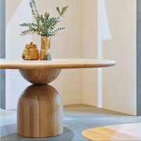 Table Ronde de Restaurant en Bois Massif Style Nordique Moderne Simple, Table Longue de Bureau Créative de Designer, Luxe Léger et Personnalité Rétro
