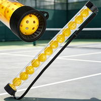 Tube de collecte de balles de pickleball en plastique transparent sans bords, professionnel pour l'extérieur, avec sangle d'épaule, capacité de 14 balles, pour l'entraînement sportif