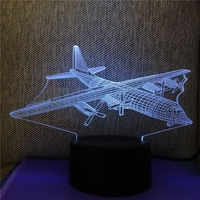 Nouvelle lampe de nuit 3D en forme d'avion, LED tactile, mini lampe de table moderne, 7 couleurs changeantes, lampe d'intérieur, cadeau pour enfants, jouet