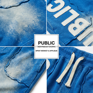 Shorts de jogging amples de luxe personnalisés, vintage, avec appliques brodées, effet Monkey Wash, délavé soleil, effet usé et délavé à l'acide, pour l'été - Product Image 2