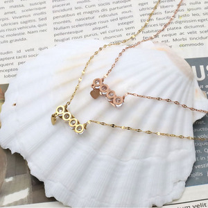 Love Letter Zircon Necklace Gold Rose Gold Everyday Wear Titanium Steel Clavicle Chain Elegant Design - Product Image 4
