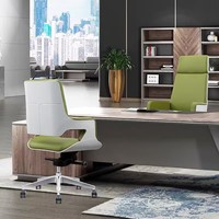 Chaise de bureau exécutive moderne à dossier moyen, revêtement en cuir, accoudoirs rembourrés, hauteur réglable, base pivotante en aluminium