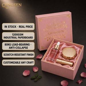 Caja de Regalo de Lujo Elegante con Tapa y Base de Cartón Rosa Personalizada, Estampada en Dorado y Forrada en Satén, para Empaque de Productos de Cuidado de la Piel - Product Image 1