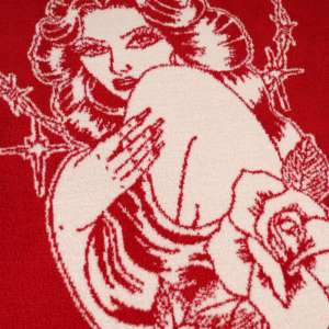 Noël jeter couverture 100% Polyester rouge amant fille Rose motif tricoté couverture pour vacances décor à la maison - Product Image 3