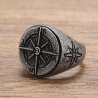 Vente en gros Bagues boussole runique multicolores Bagues rétro punk Bague boussole épaisse gothique en acier inoxydable de 18mm pour hommes