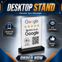 Kartu Ulasan NFC dengan Stand Meja Akrilik 13.56 MHz Layar Tanpa Kontak untuk Restoran, Hotel, Ritel, Salon