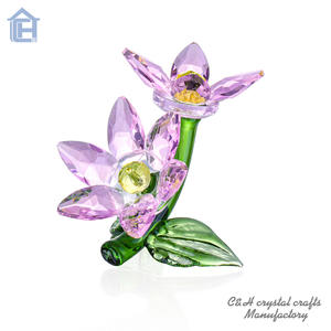 CH cristallo rosa fiore rosa vetro rosa fermacarte collezione Figurine statua centrotavola centrotavola ornamento loto - Product Image 3