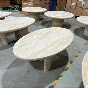 Mesa Moderna de Piedra Natural con Borde en Cascada, Muebles de Piedra Travertino al por Mayor para el Hogar de Lujo, Mesa Escultural de Piedra Natural - Product Image 3