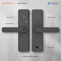 Serrure de porte intelligente noire mate avec empreinte digitale, contrôle à distance via l'application Tuya, stockage cloud, Wi-Fi/ pour portes en bois et en aluminium